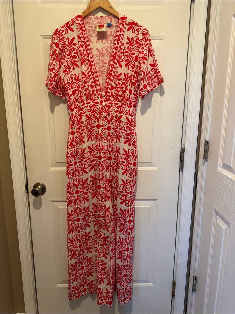 Farm Rio Anthropologie Linen Blend Wide Leg Jumpsuit